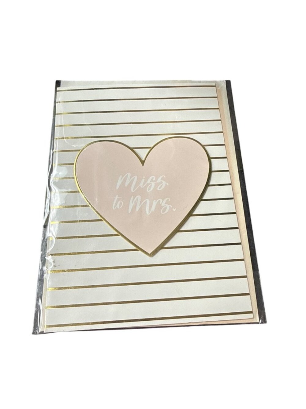 2 Miss To Mrs. Handmade Greeting Card With Envelope 5x7 Inches Gold Striped